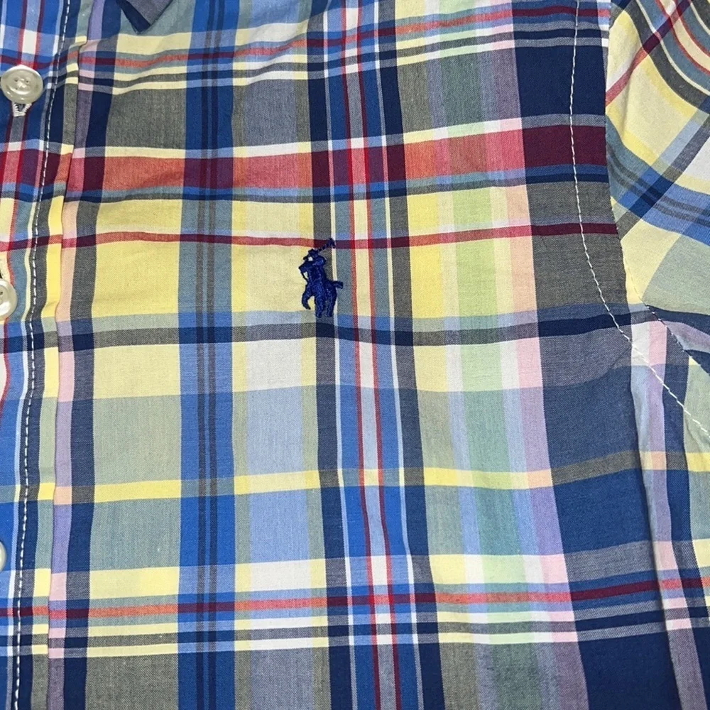 Ralph Lauren boys long sleeved plaid button down plaid Oxford shirt S & M NWT